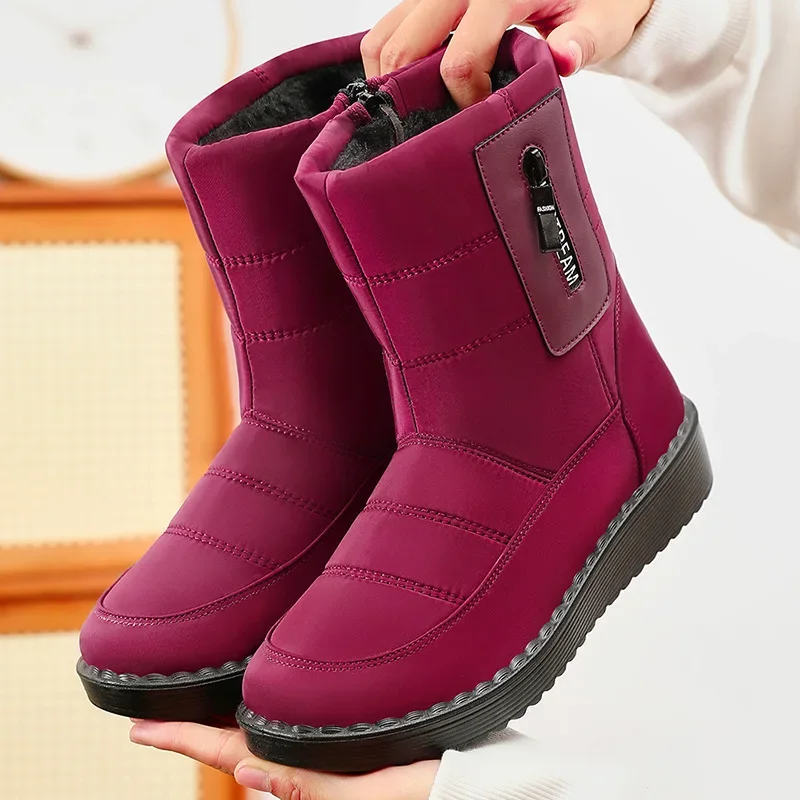 2024 Winter Women Short Plush Warm Snow Boots Casual Shoes New Suede Fur Chelsea Ankle Boots Flats Platform Ladies Shoes Botas