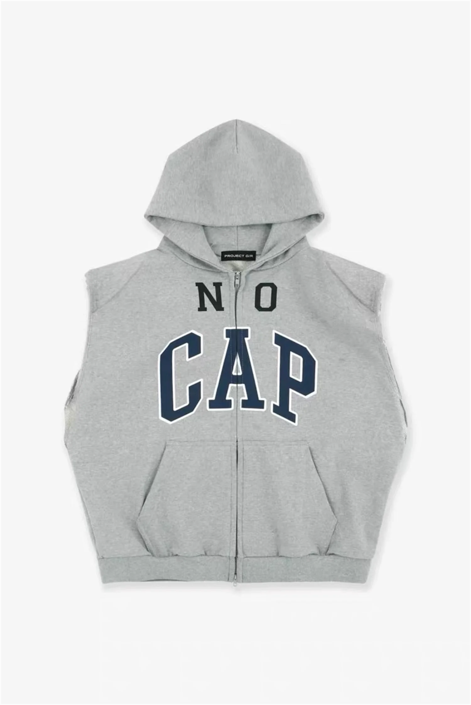 

GR PROJECT G/R 25SS Vibe vest silhouette sleeveless shoulder pad hooded vest with zipper sweater vest hoodie