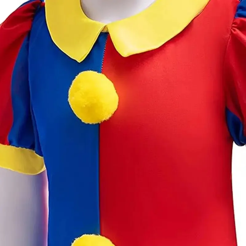 El increíble circo Digital Pomni disfraz de Cosplay para niños vestido de princesa para niñas Top + faldas tutú + bolsa + peluca niños Halloween Navidad