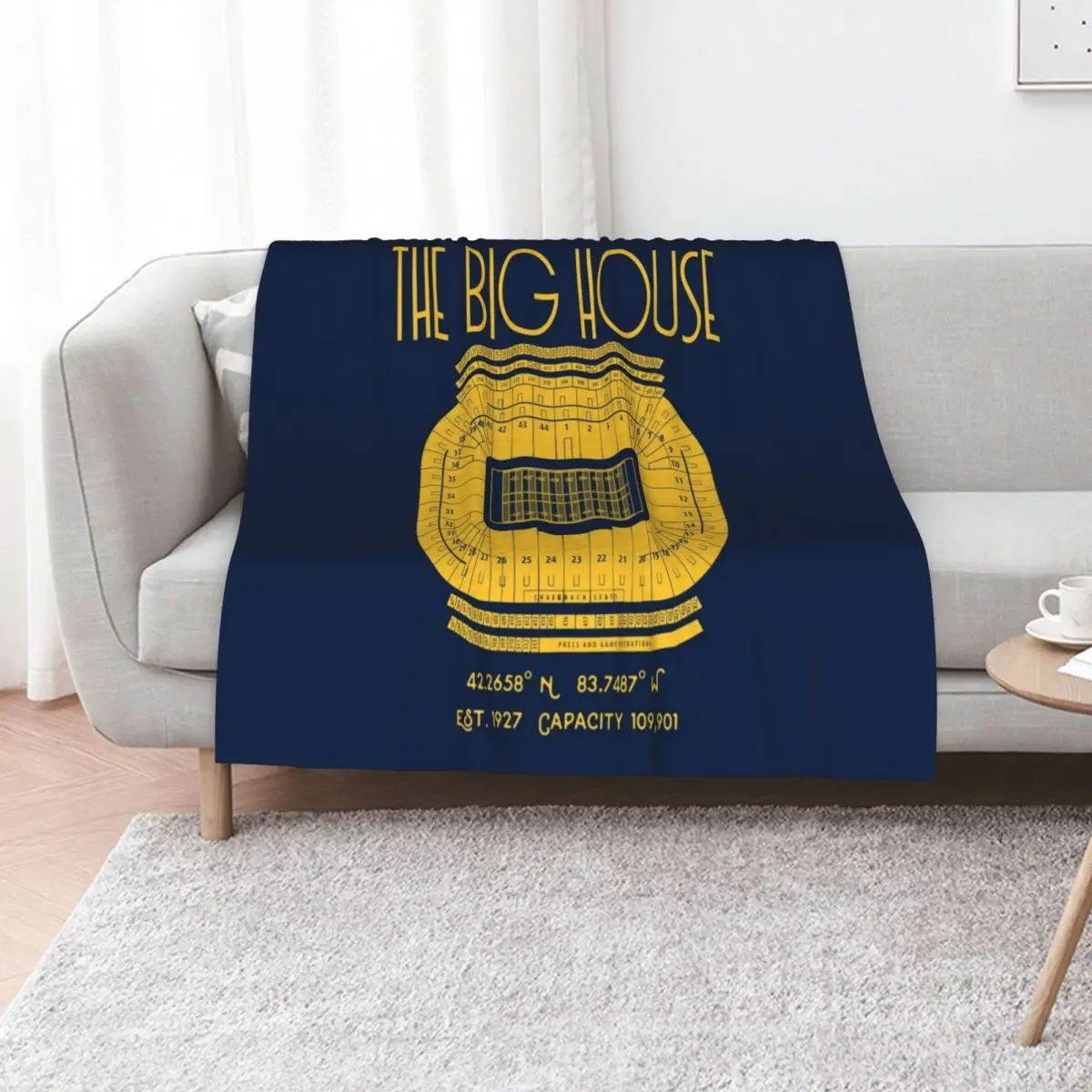 

Michigan Football Big House Stadium Poster Print Throw Blanket Tourist funny gift Luxury Brand Sofa Blankets