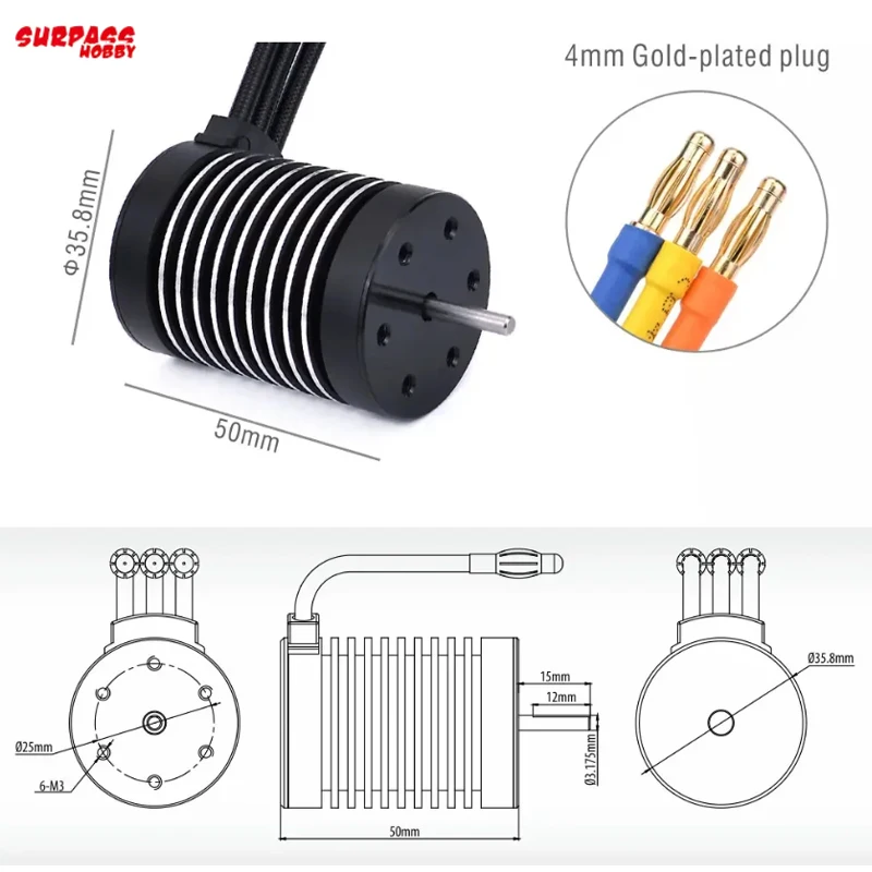 Surpass Hobby ROCKET F540 Brushless Motor 3100KV 3930KV 4370KV 5900KV for 1/10 1/12 RC 2s Car Crawler 3S Rscing Car WLtoys