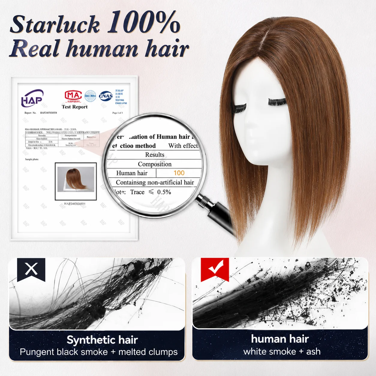 Light Brown Ombre Long Straight Hair Topper Remy Human Hair Silk Base Natural Hairline Clip in Hair Piece for Women Thinning