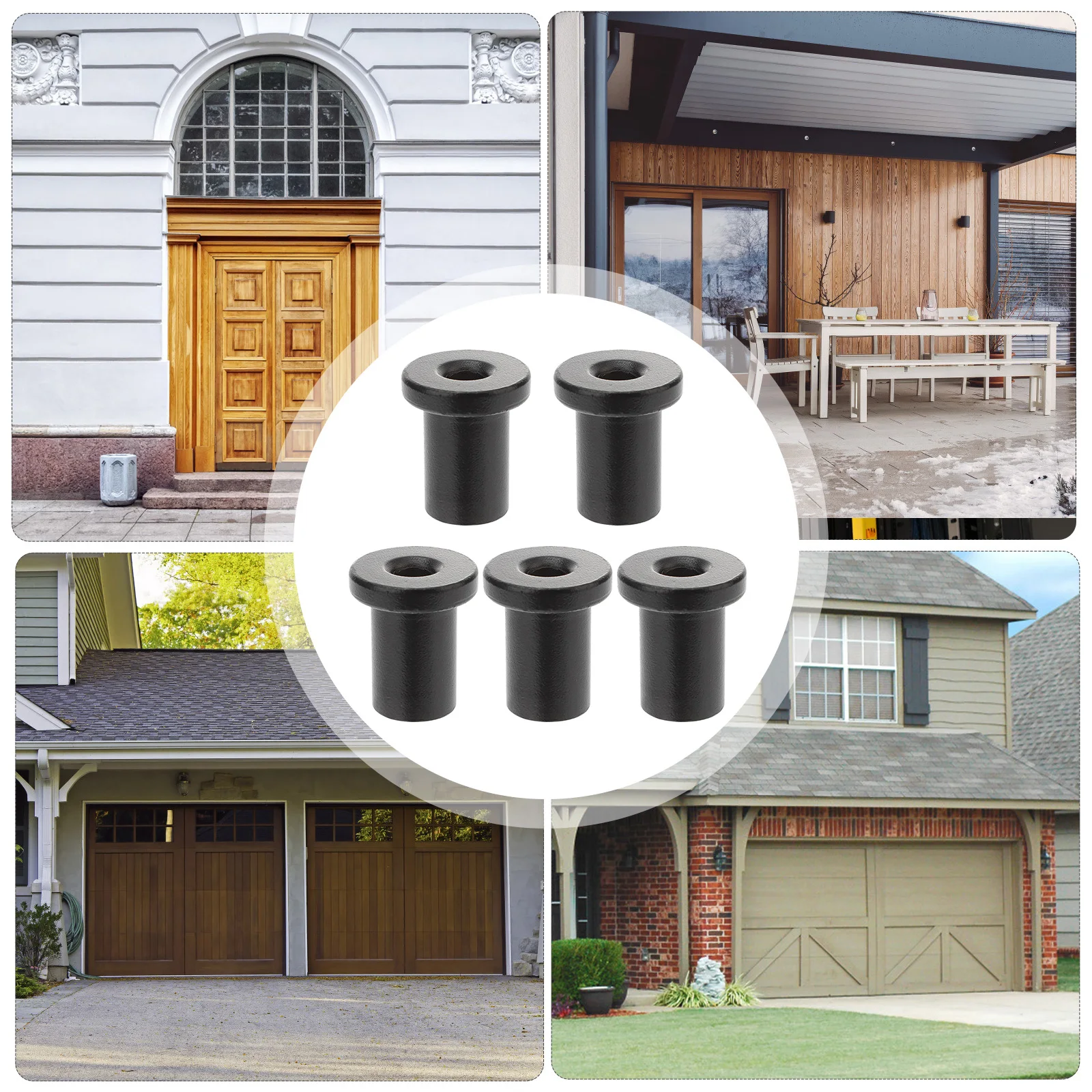 

5 Pcs Sliding Door Hardware Barn Connector Black Handles Flat Track Spacer for Doors Durable Support Garage Basement Hardware