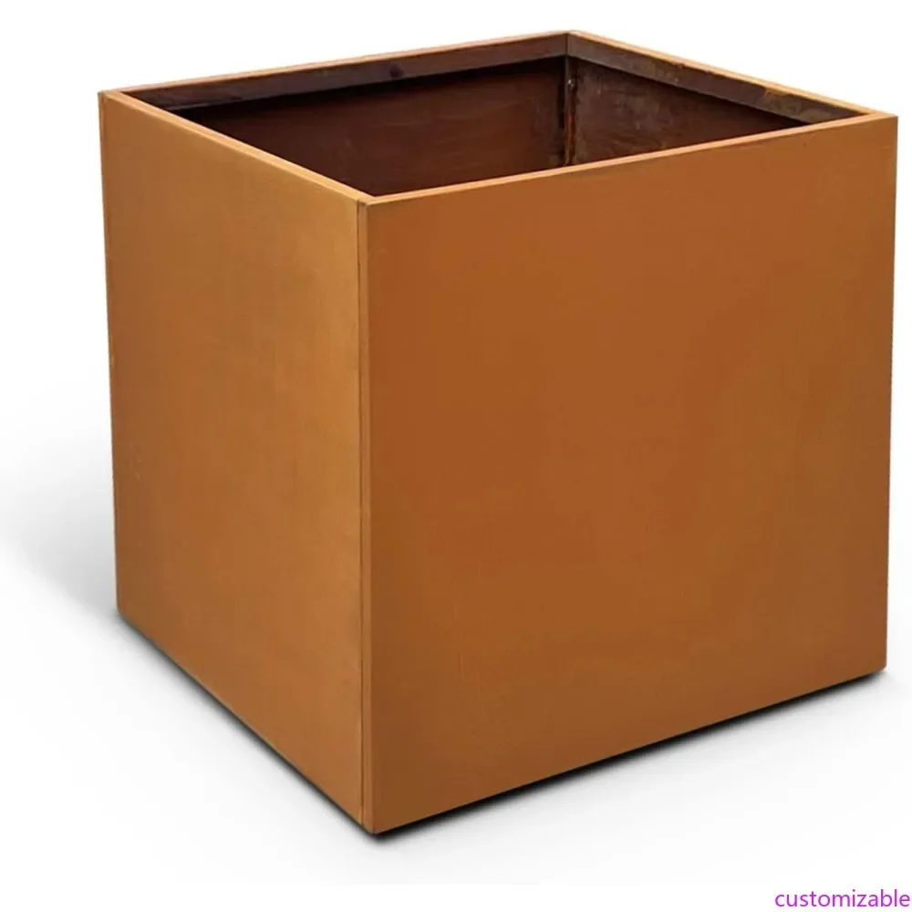 

Большой квадратный металлический уличный вазон в деревенском стиле, 24 дюйма, прочный, с эффектом состаривания, для садовых цветов