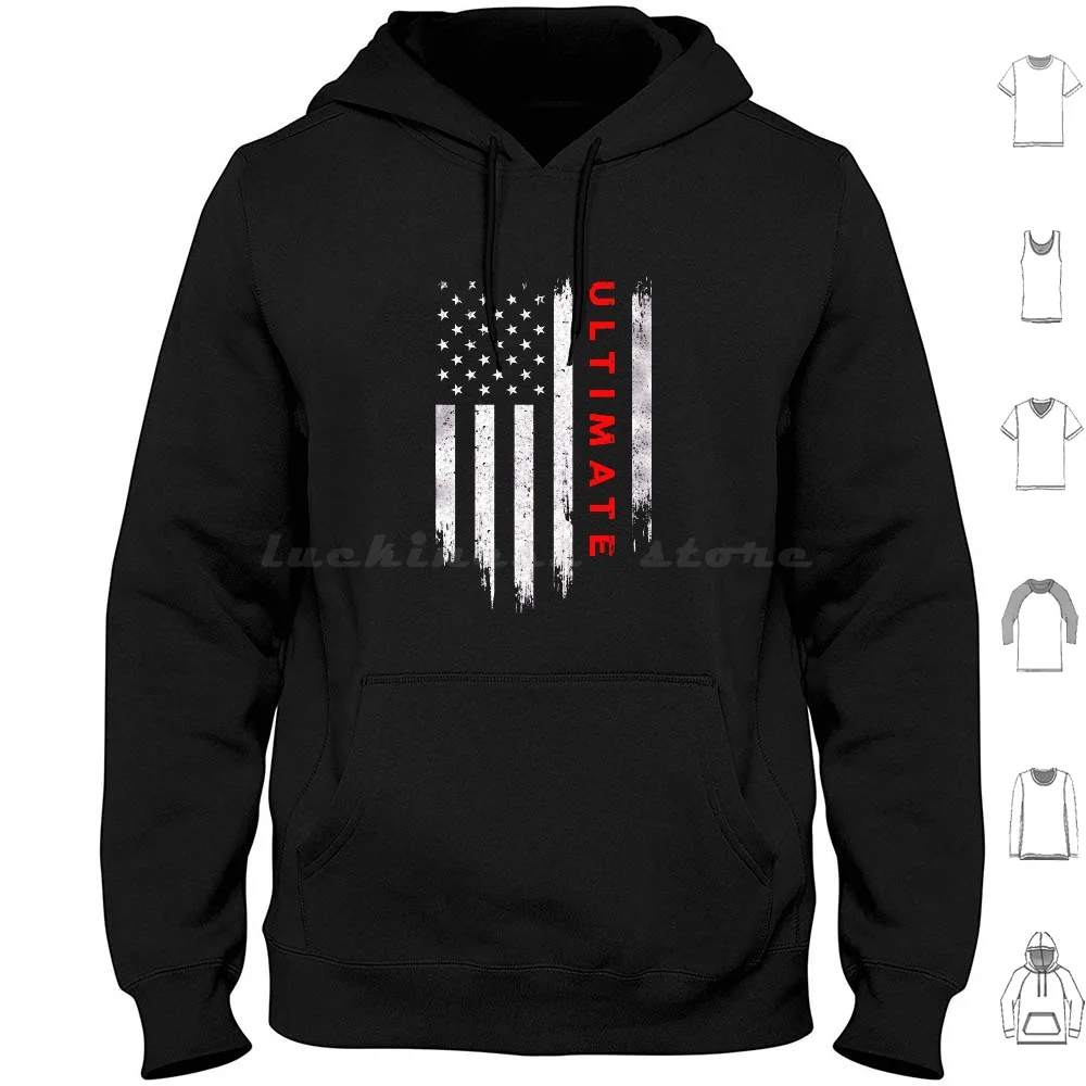 Vintage Ultimate Sport Us Flag Hoodie cotton Long Sleeve Funny Girls Lover