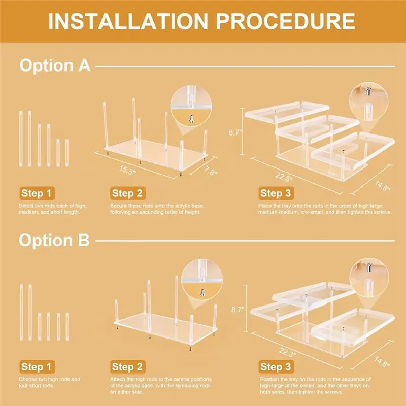 B62B-3 Tier Acrylic Display Riser Shelf Display Stand,Dessert Cupcakes Stand Makeup Perfume Holder