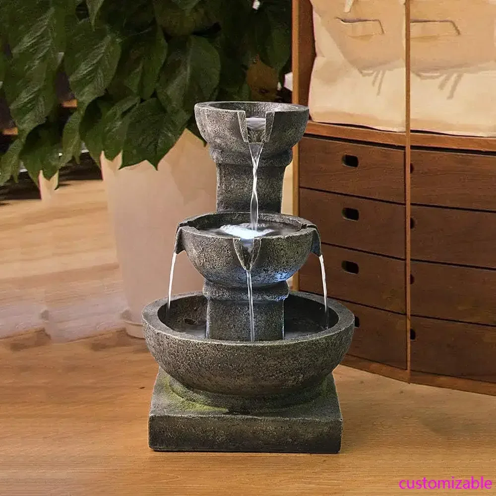 

Outdoor Waterfall Fountain - Relaxing Soothing Garden Fountain Patio Outdoor For The Garden&Patio With LED Lights,customizable