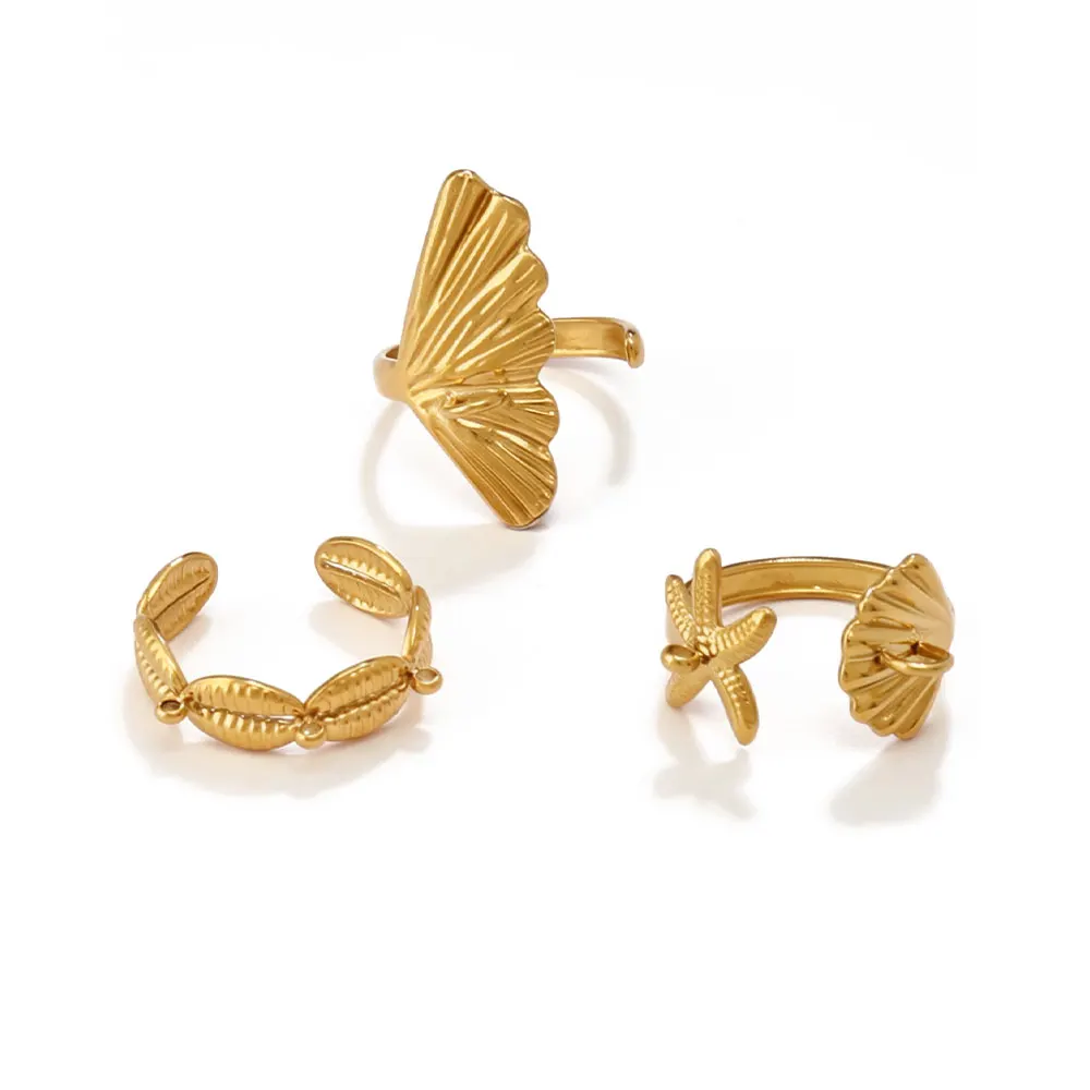 1pcs Stainless Steel Ocean Style Open Rings For Women Fashion For DIY Ring Jewelry Making Jewelry