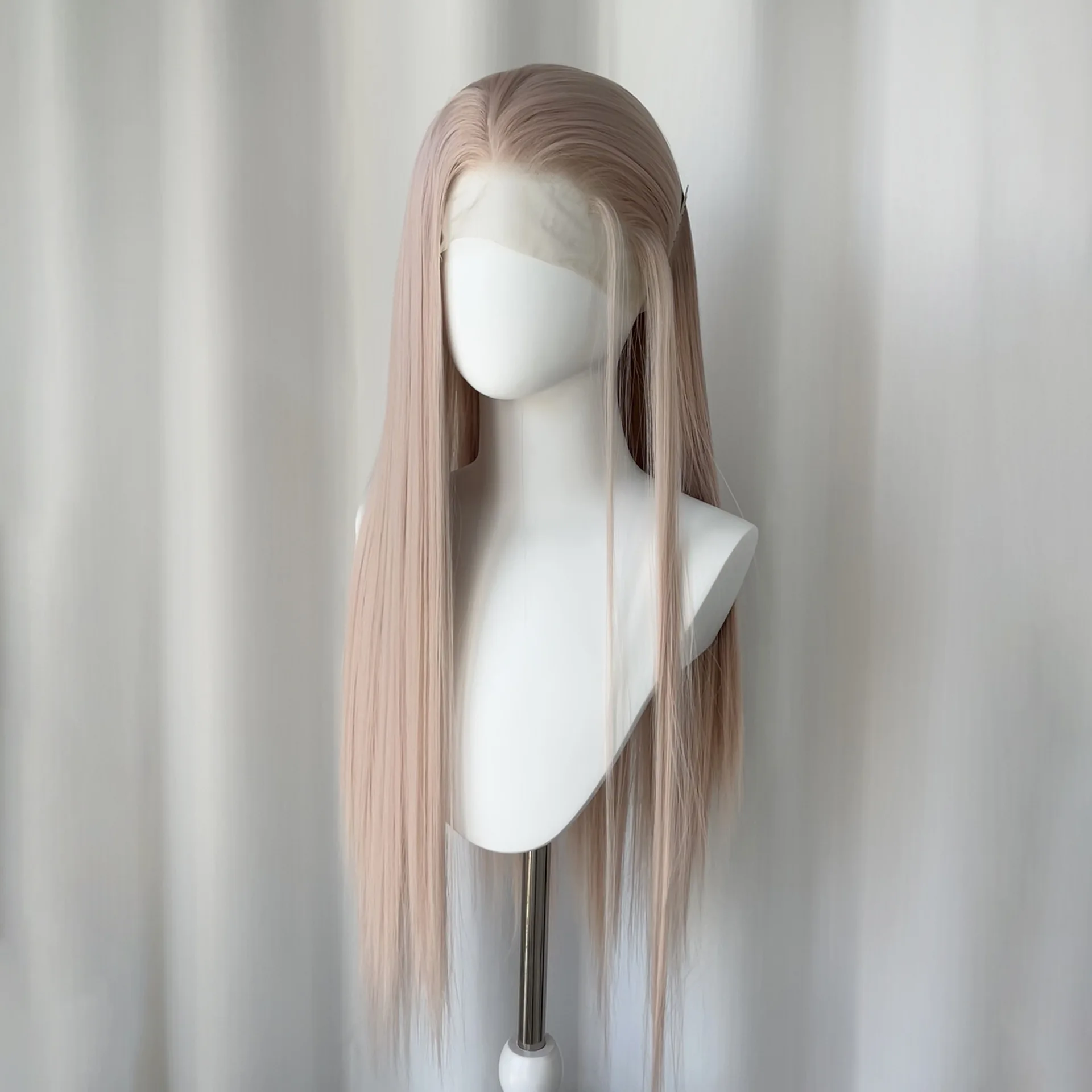 30 Inch Misty Pink Straight Lace Front Wig 13x4 Pre-plucked Natural Hairline Party Wig