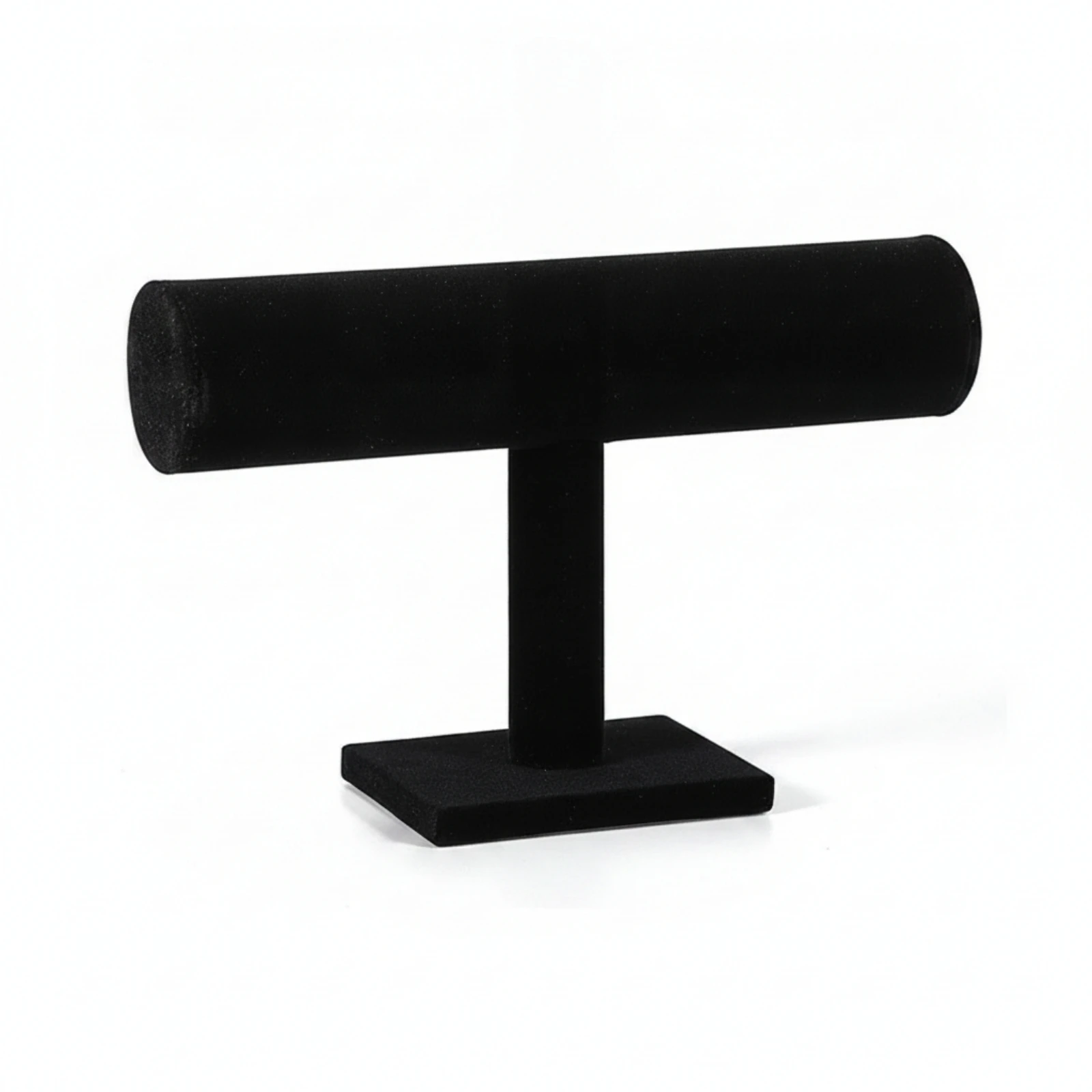 T-Shaped Bar Bracelet Holder Velvet Bracelet Holder with Rectangular Base T-Shaped Bar Display Black Watch Rack Stable