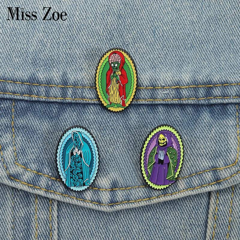 Punk Skelett UV Pins Benutzerdefinierte Animierte Charaktere Broschen Revers Abzeichen Kleidung Gothic Schmuck Geschenk für Freunde