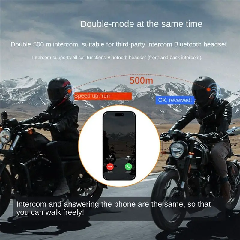 Upgraded Y80 2X Motorcycle Helmet Bluetooth Headset Waterproof Noise Reduction Hands-Free Call Car Bluetooth Headset Universal D