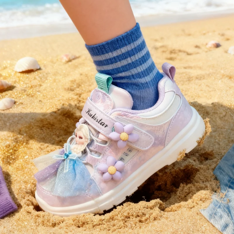 Zapatos Disney para niños con muñeca de princesa Elsa, zapatillas con cordones para bebés, zapatos para niñas, zapatillas antideslizantes para niños, talla 26-37