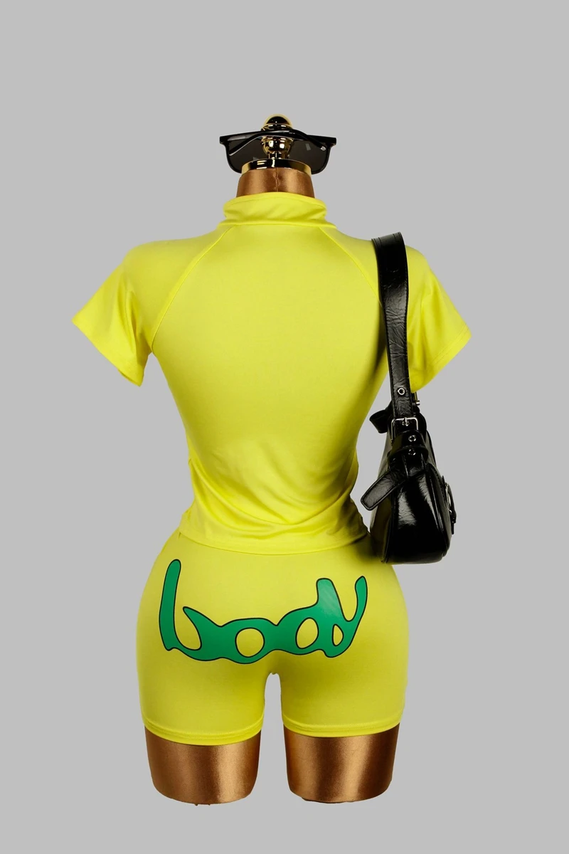 Ensemble de sport 2 pièces élégant pour femmes, haut et short à fermeture éclair, avec lettres imprimées, tenues d'été Sexy pour fête en Club et rue, 2025