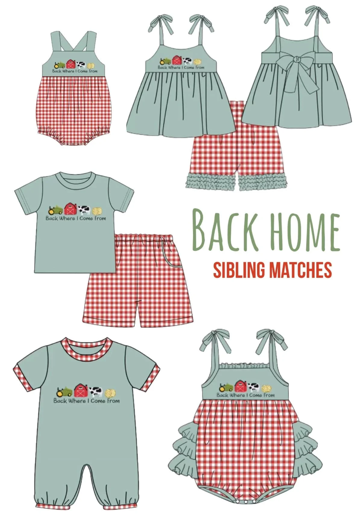 Farm series siblings matches Toddler boys clothes baby girl clothes newborn baby clothes Fashion children's clothing wholesale