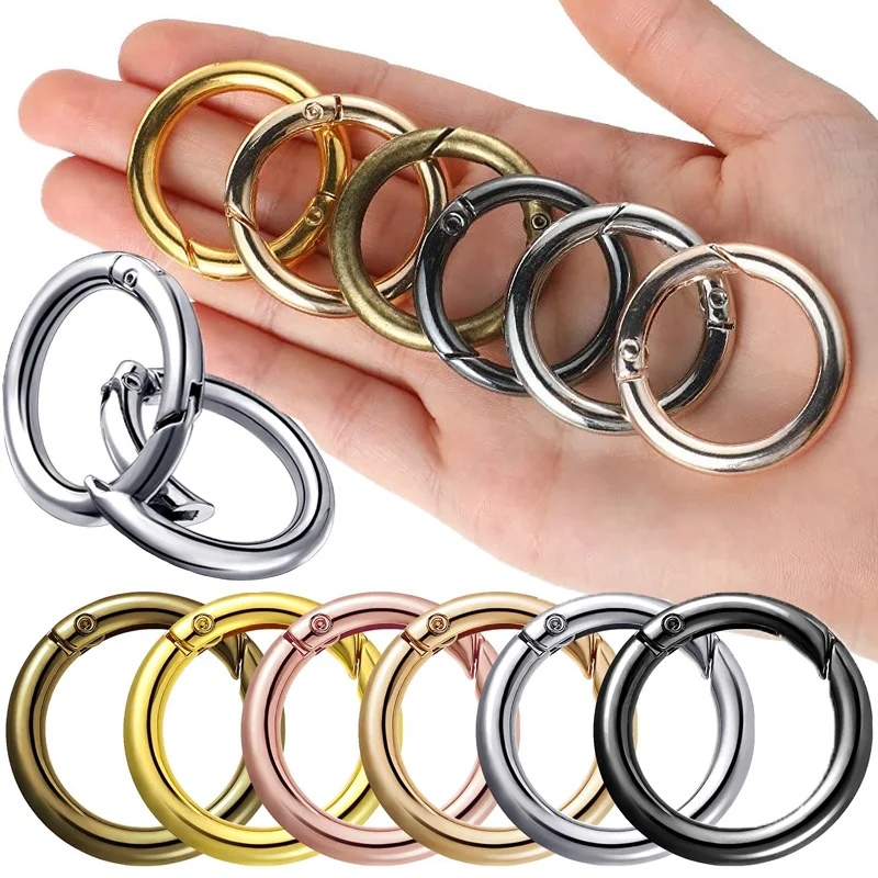 10PCS Metal O Ring Spring Clasps Openable Round Carabiner Keychain Bag Clips Hook Dog Chain Buckles Connector For DIY Jewelry