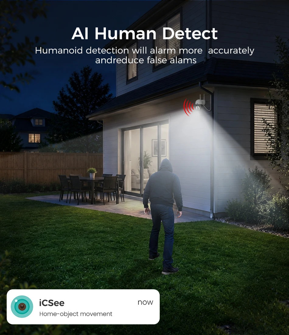 Hiseeu 4K 8MP Wifi PTZ Camera 5x Digital Zoom AI Human Detection Two-way Voice ONVIF Wireless IP Security Protection Camera