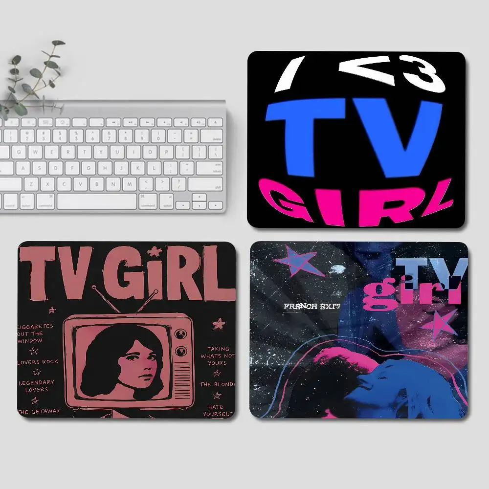 Combination Pink Blue T-TV G-Girl Mouse Pad 25X29 Square Computer Office Game Table Mats Rubber Anti-slip Mousepads Small Pads