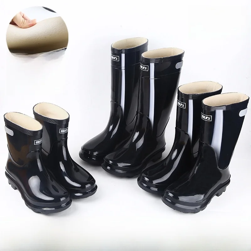 

Men's Thiened Mid-Calf And ort-Footed Rain Boots Waterproof And Anti-Slip Wear-Resistant Fce-Lined oes for All Seasons
