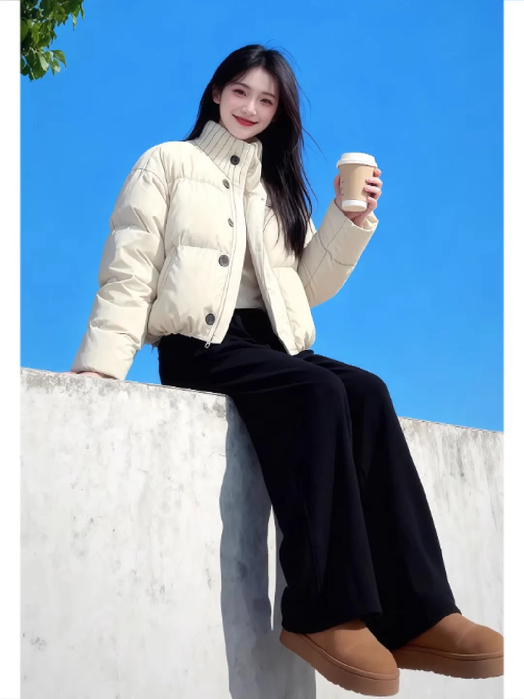 

Korean Style Short Quilted Jacket Women's Winter New Fashion Warm Cotton Coat Stand Collar Gentle Gentle Small Size