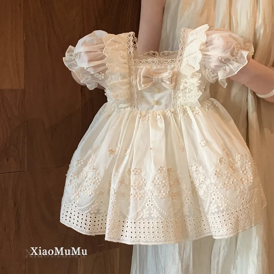 Französisches Lolita-Prinzessinnenkleid für Babys – Sommer-Kurzarm-Partykleid mit Rüschen, elegantes 1. Geburtstagsoutfit