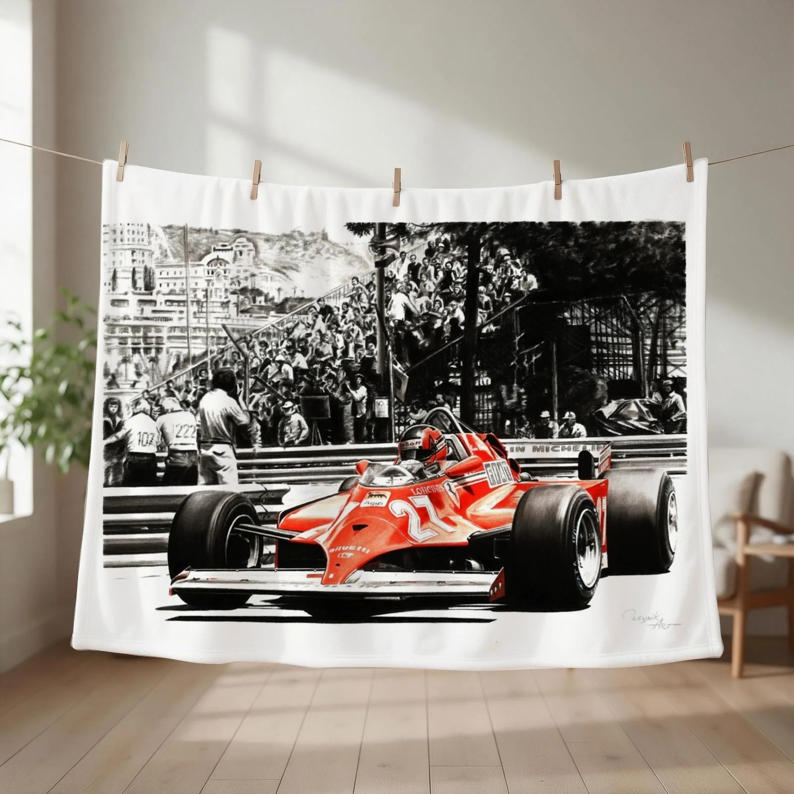 Villeneuve, Monaco GP, 1981. LF2 Throw Blanket