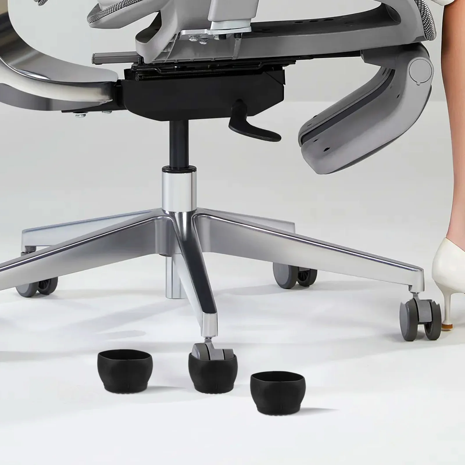 

5pcs Chair Leg Covers Black Plastic Tips For Chair Legs Floor Protectors Noise Reduction 360 Rotation Easy Install For Office