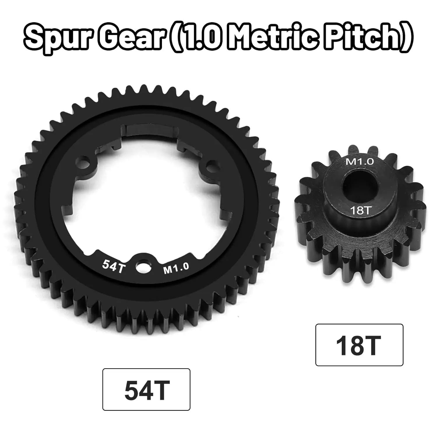 Engranaje recto de acero 54T 1 Mod con piñón de 18T para Traxxas 1/5 x-maxx 1/7 XO-1 1/10 Maxx/e-revo 2,0 VXL, pieza de repuesto en Stock # 6449