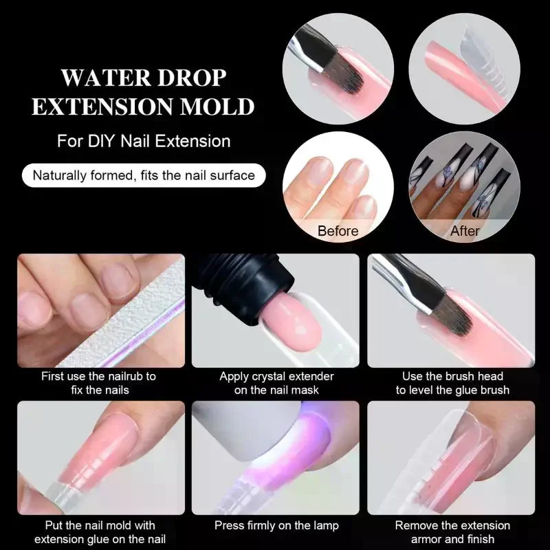 96 Uds. De ataúd de aguja transparente, formas duales, punta falsa, molde de Gel de construcción rápida, herramienta para decoración de uñas, juego 4 en 1, forma de extensión de uñas de cobertura completa