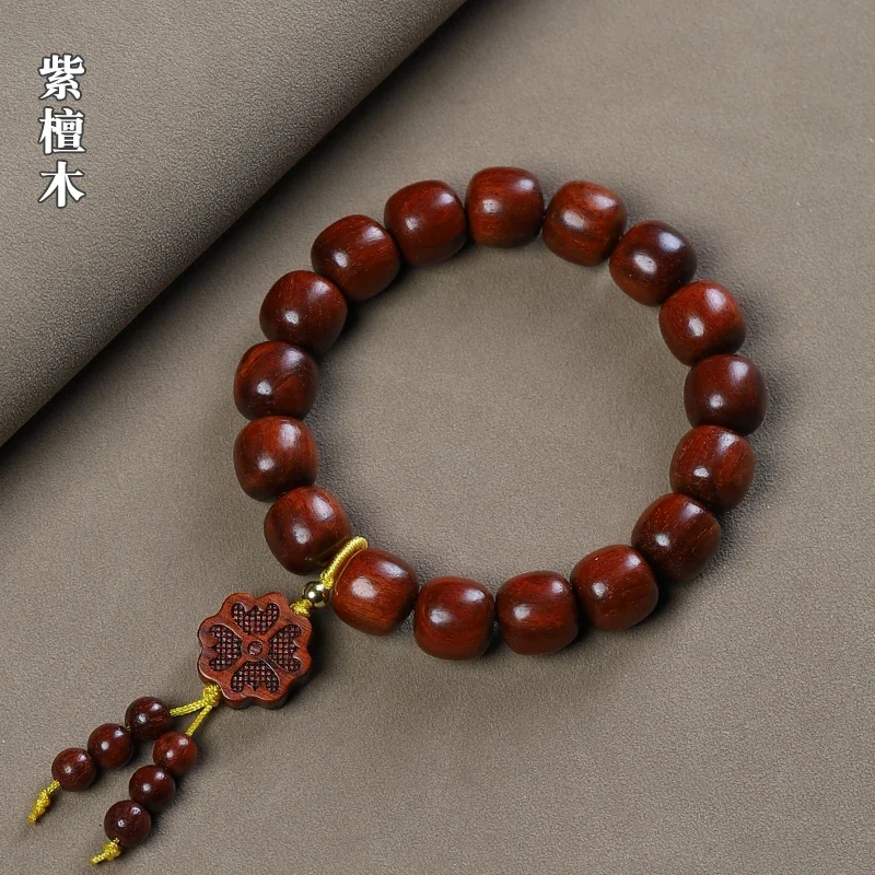 

UMQ Natural Small Leaf Rosewood Bracelet Old Beads Diy Bracelet Men's and Women's Jewelry Clover Pendant Buddha Beads Wenwan