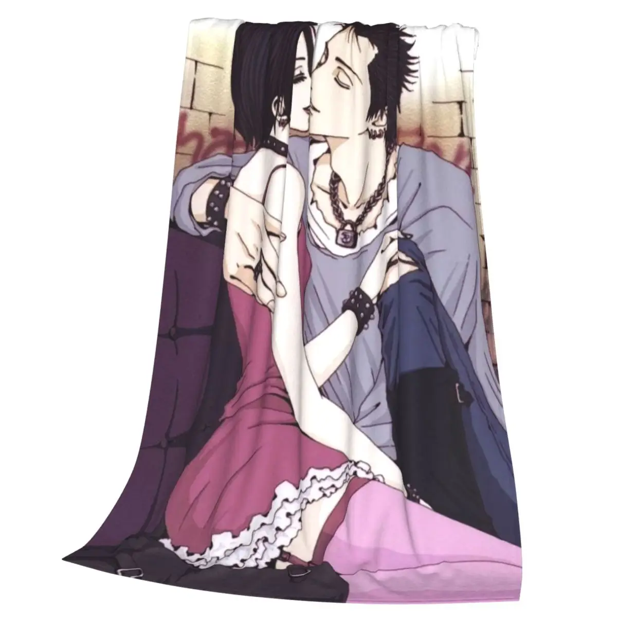 Romantic Anime Couple Nana Japan Anime Blanket Soft Warm Flannel Throw Blanket Plush for Living room Picnic Travel Home Couch
