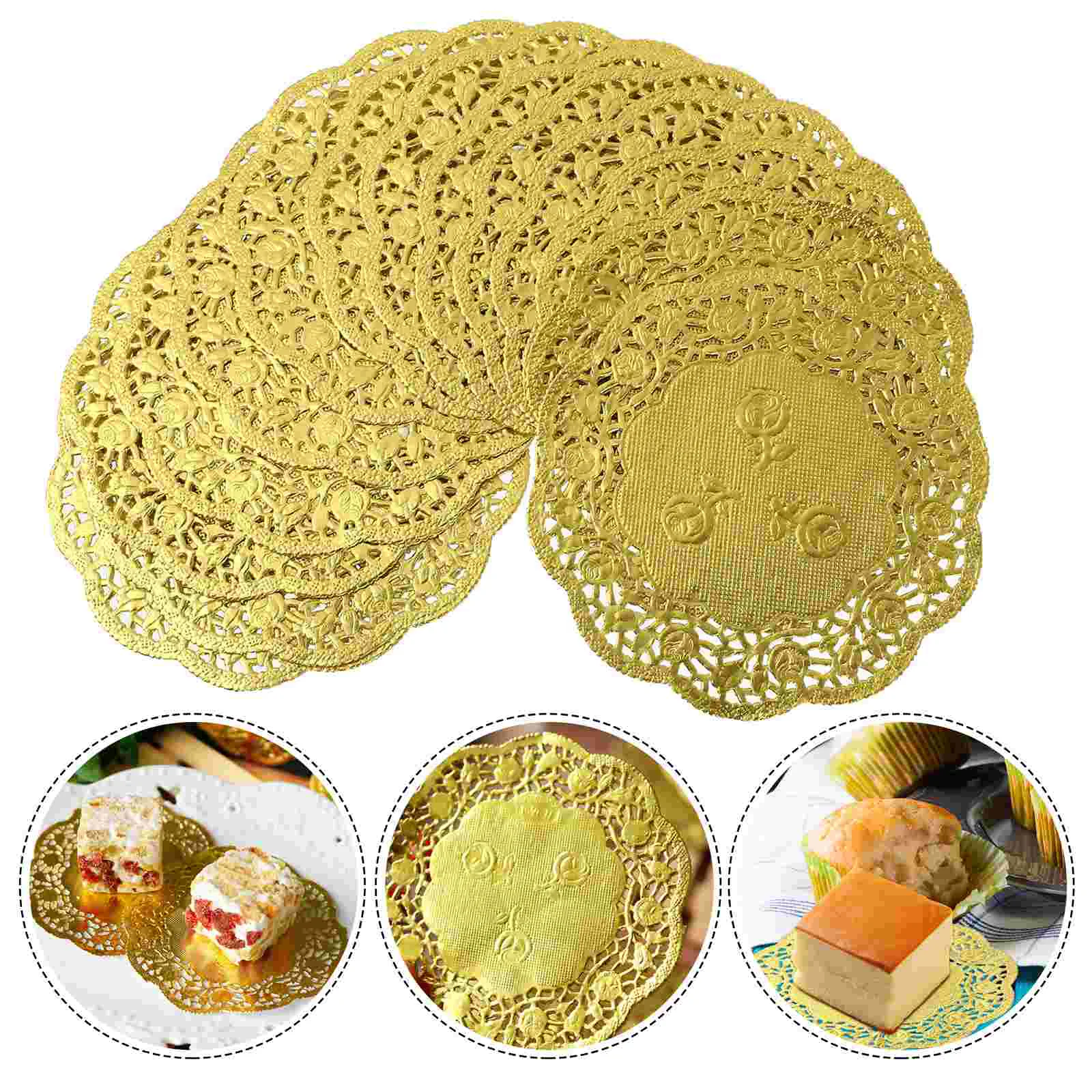 100PCS 35 Inch Oil-Absorbing Lace Doilies Disposable Cake Box Liner Round Packaging Paper Pad paper doilies