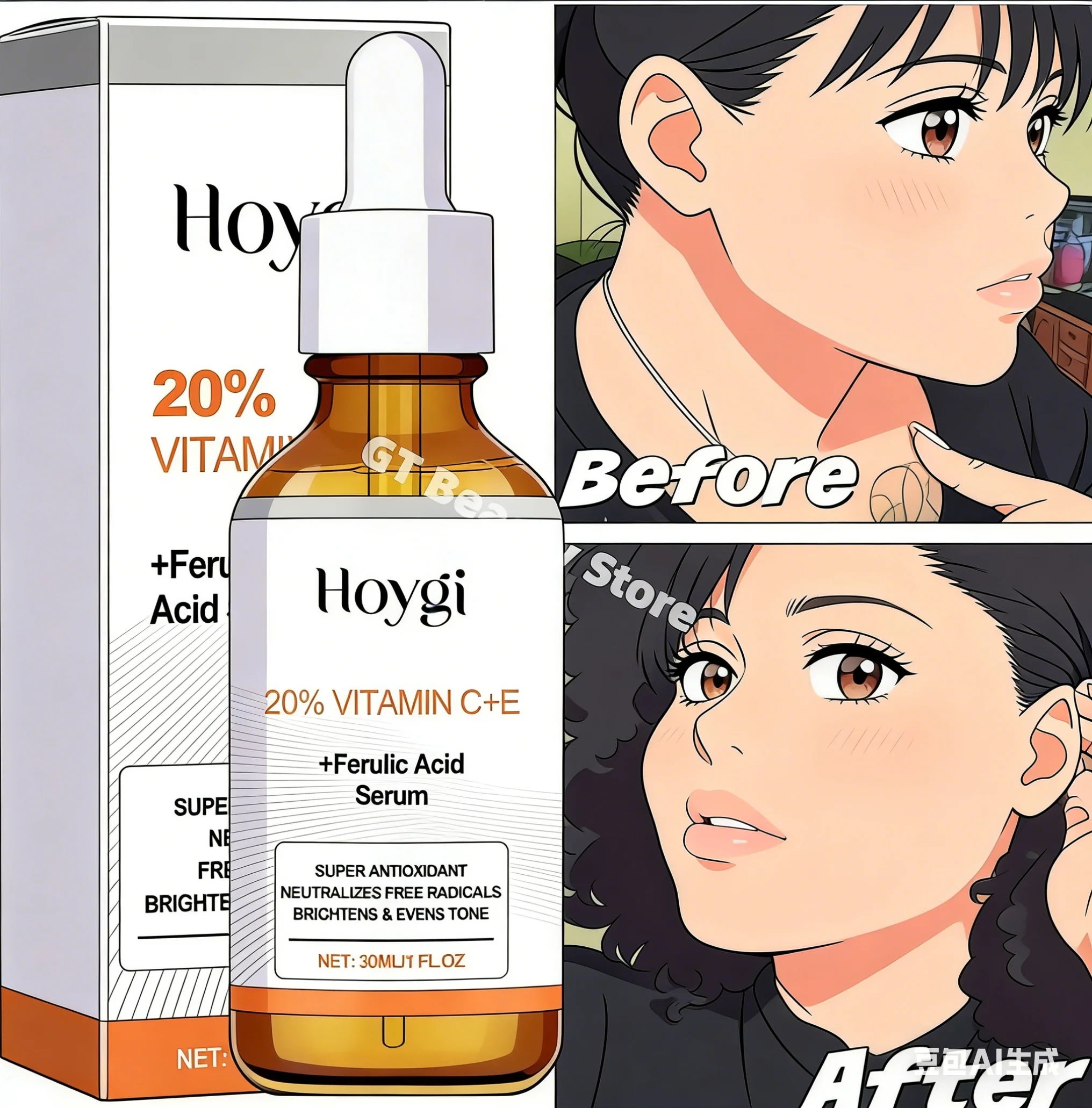 Vitamin C Whitening Serum Remove Freckles Dark Spots Face Essence Fade Melasma Melanin Brighten Repair Dull Skin Care Cosmetics