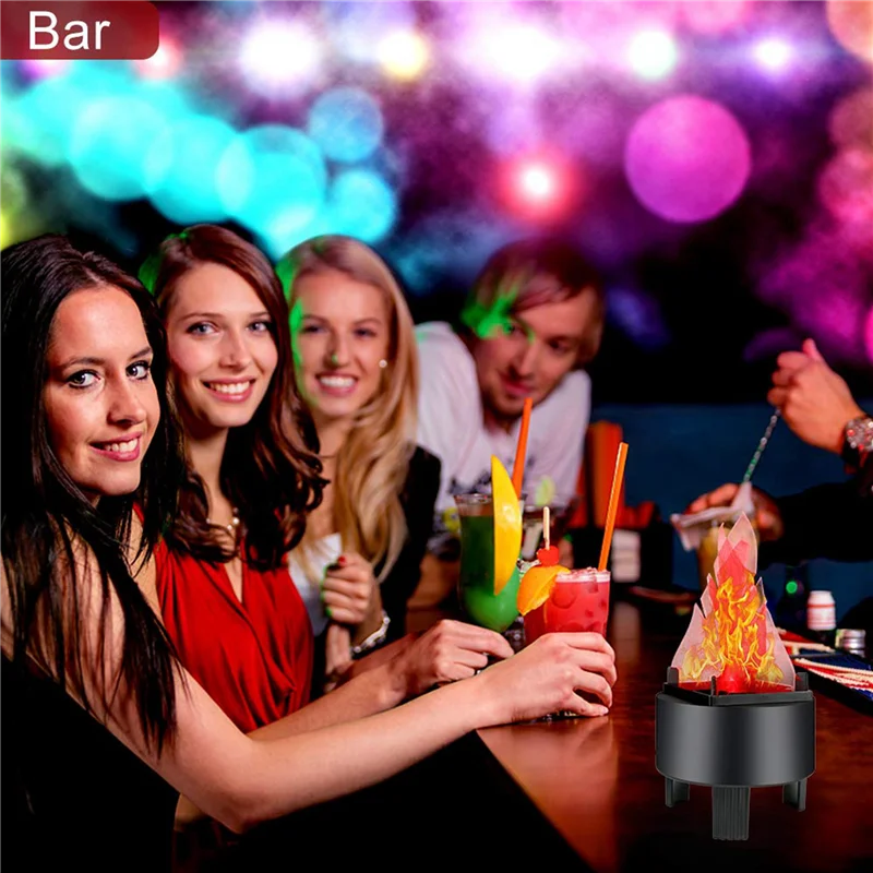 ABVC 4X LED Fire Flame Effect Light Artificial Electric Flicker Campfire Lamp Party Decor Supplies For Bar Home, US Plug