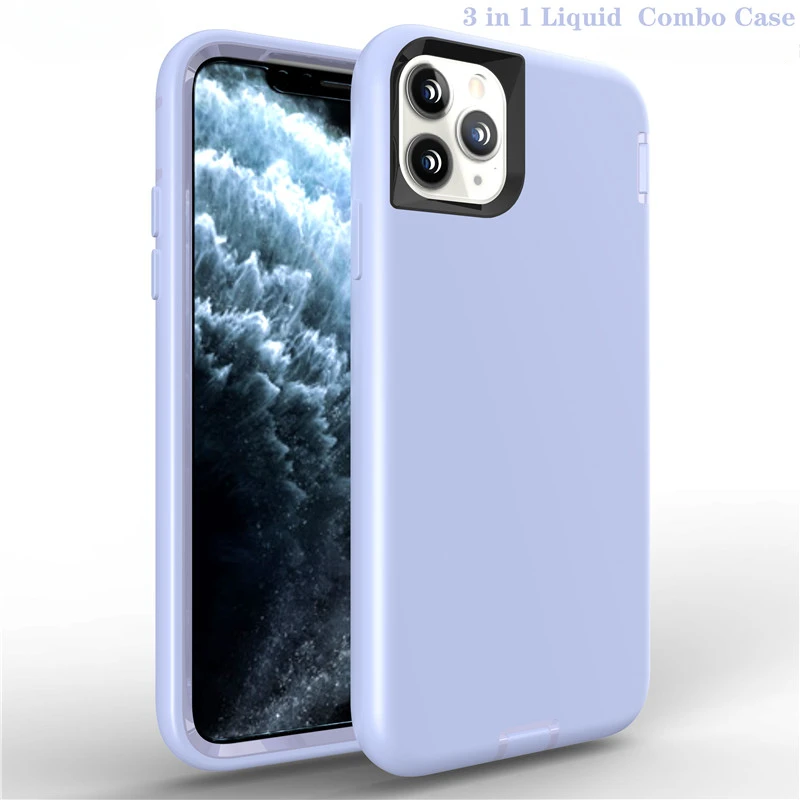 3in1 Liquid TPU Silicone Shockproof Skin Feel Soft Case for Apple IPhone 16 15 14 Plus 13 12 11 Pro Max Otter Hybrid Armor Cover