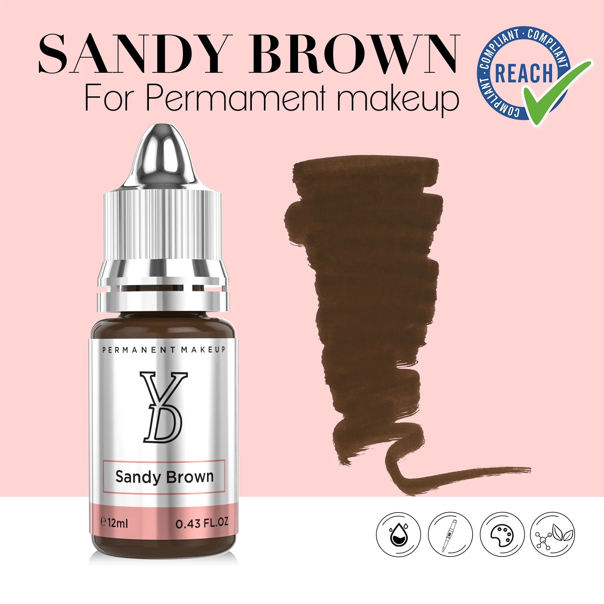 

YDPMU Sandy Brown Eyebrow Pigment Professional Eyebrows Micropigmentation Pigments Semi Permanent Tattoo Makeup Supplies 12ML