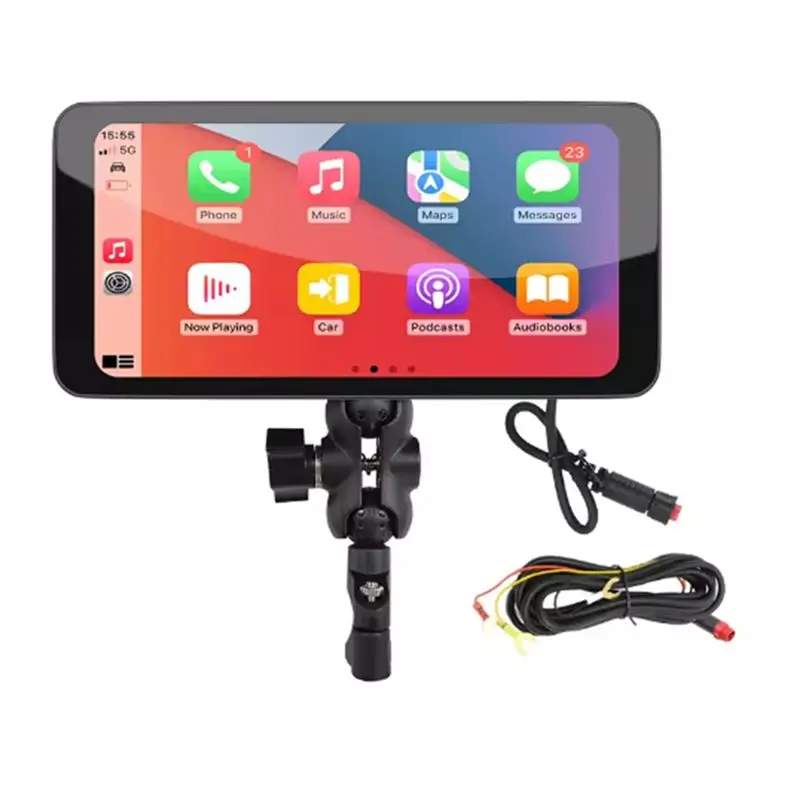 A96E-Bluetooth Smart Display 6.5Inch Wireless Carplay Android Auto Motorcycle Screen IP67 Waterproof Removable Bracket