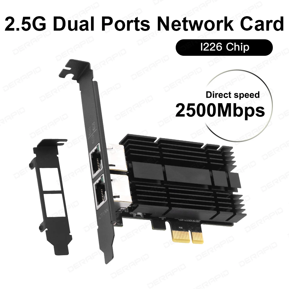Karta sieciowa 2500Mbps PCIe do RJ45 Intel I226 2.5G Gigabit Ethernet Jedno/Dwupoortowa Karta Sieciowa 100/1000/2500Mbps do Komputera Stacjonarnego — zdjęcie 3