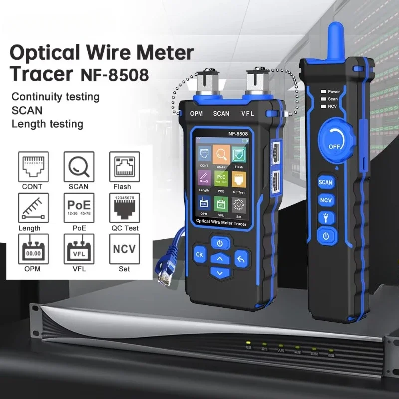 ZHOUCE NF-8508 Network Cable Tester Optical Wire Meter Tracer LCD Digital Rechargeable Network Line Finder Wire PoE Checker