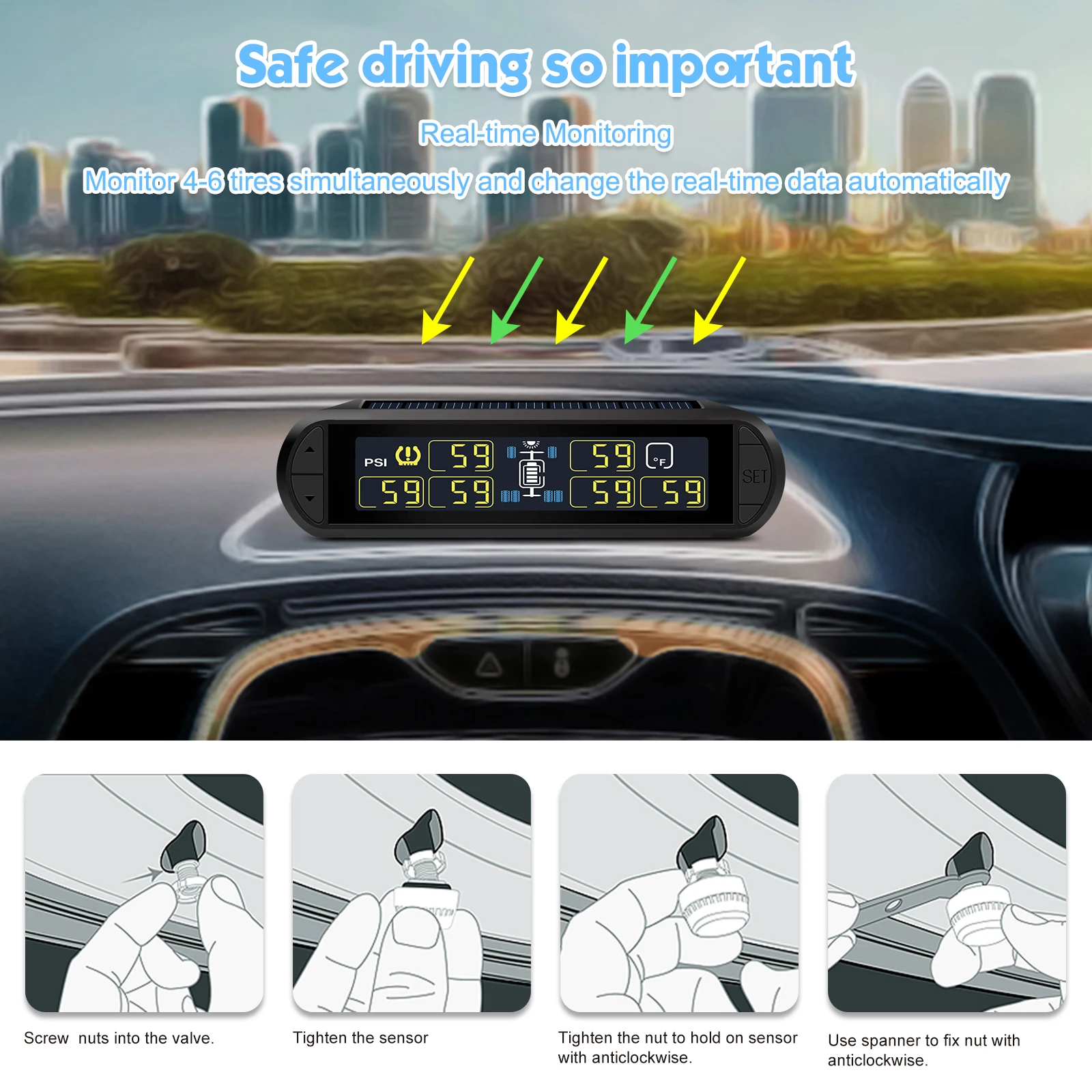 Deelife Cars Solar Wireless Tire Internal Sensors Factory Auto TPMS Tire Pressure Systems De Neumaticos