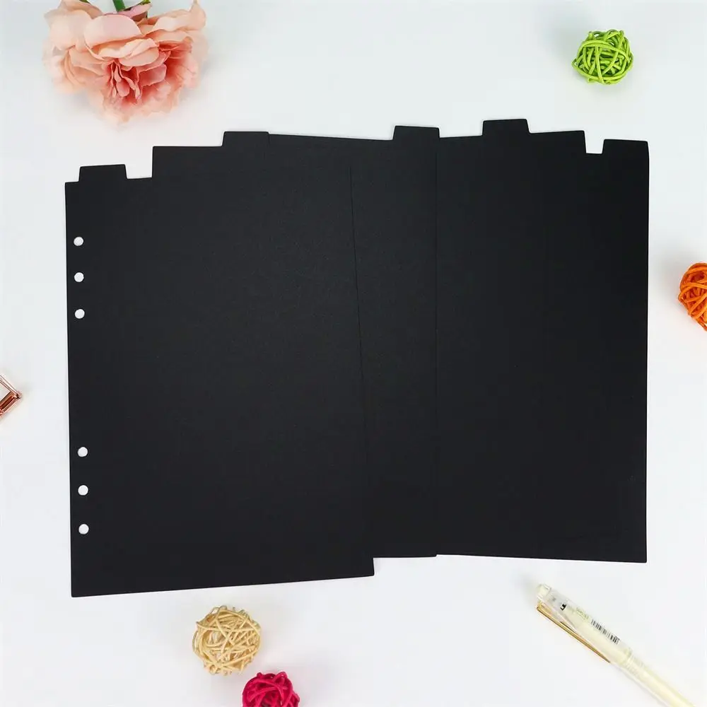 Divisor de índice negro A5, A6, A7, lindo, 6 agujeros para Carpeta, planificador, papelería, cuaderno, accesorios divisores de papel