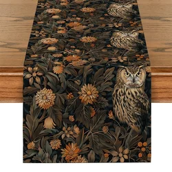 Owl Plant Flowers William Morris Table Runner Home Wedding Centerpieces Decoration Party Table Runners Dining Long Cloth