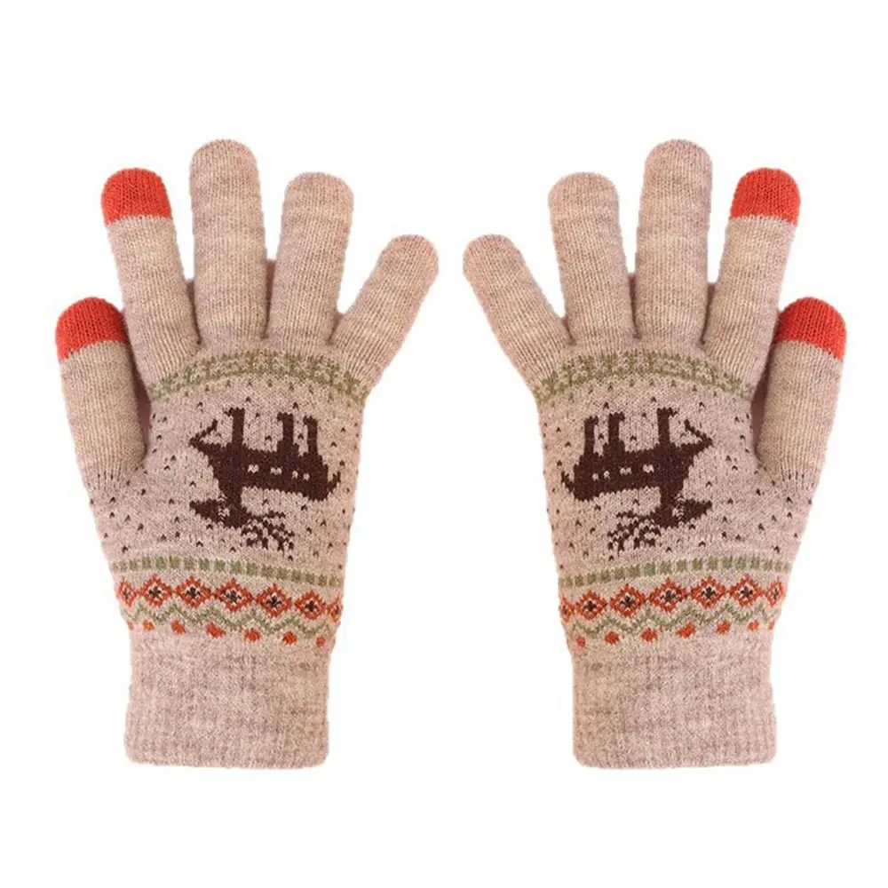 موضة الصوف بطانة قفازات الشتاء سميكة عدم الانزلاق لمس قفازات يندبروف لينة قفازات محبوكة النساء الرجال #1