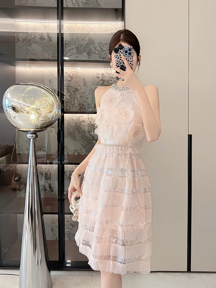 

Summer 2025 New Sle Ele Lady Small Fraance Wind Dr 3D Flower Cake Skirt Birthday Dr Women's Clothing