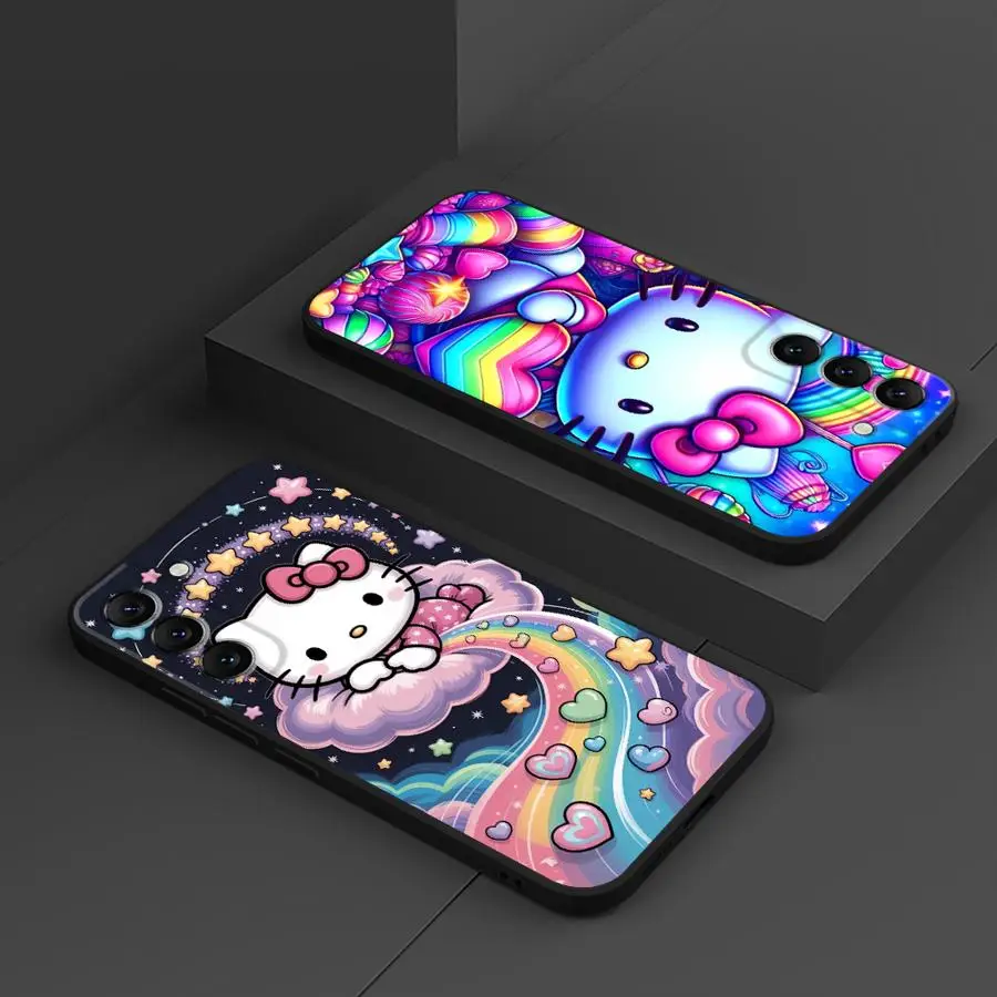 أسود لينة غطاء الهاتف حقيبة لهاتف سامسونج غالاكسي A36 A24 A55 A22 A52 A32 A26 A72 A25 A71 A51 A73 A41 A23 A53 A35 لطيف سانريو مرحبا #1