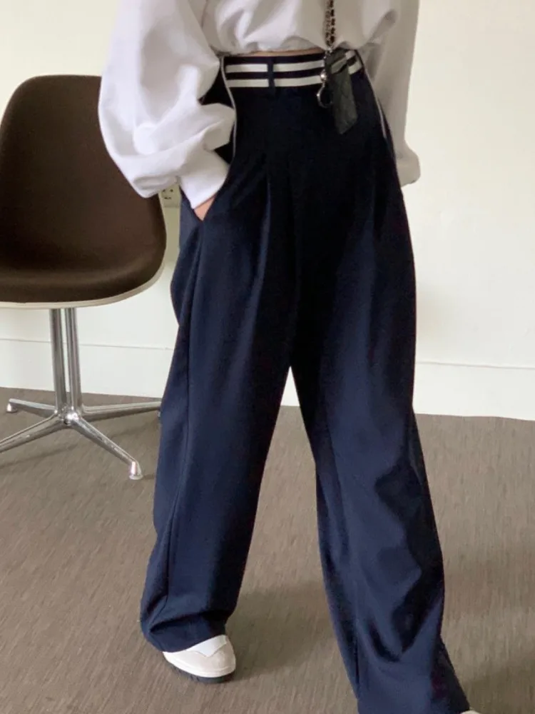 High Waist Drapey Straight Leg Pants Loose Casual Floor Length Suit Pants with  Autumn Winter New Arrival