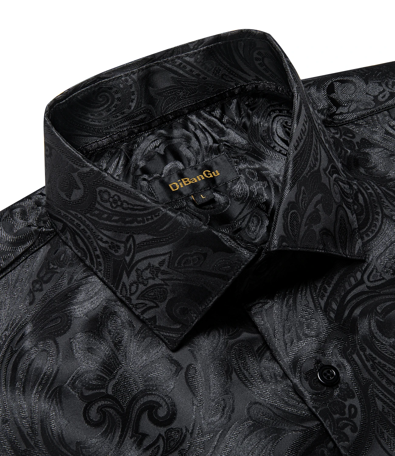 Black Paisley Solid Men shirt Luxury Wedding Prom Long Sleeve Dress Shirts Blouse Green Blue Red Brand Men Clothing DiBanGu