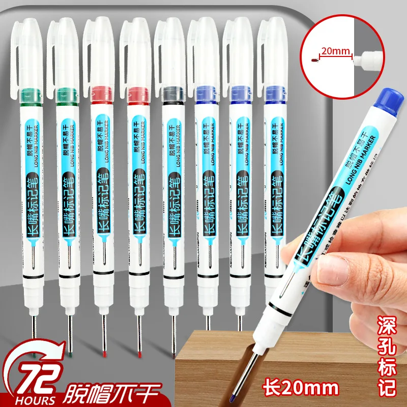 8pcs/Set Oil-Based Long Head Markers Super Long and Durable 20mm Tips Perfect for Metal Plastic Surfaces for Tiling Ceramics