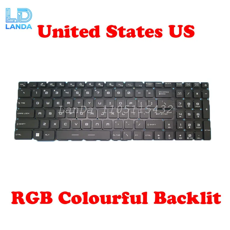 Laptop Per Key RGB Backlit Keyboard For MSI Vector GP77 13V 13VG 13VG-015TR 13VF English US Black No Frame New