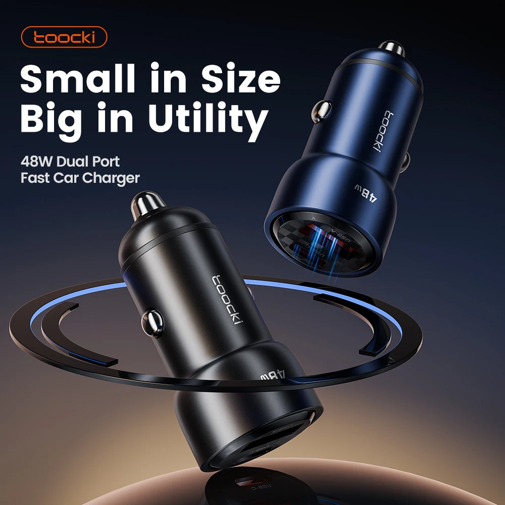 Toocki 48 W USB-Autoladegerät Typ C Schnellladung PD Schnelllade-Autotelefon-Ladegerät für iPhone 14 Xiaomi Samsung Zigarettenanzünder